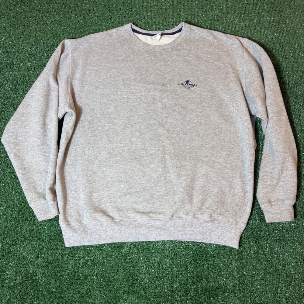 Universal Studios Mens Heather Gray Embroidered Logo Crewneck Sweatshirt XL